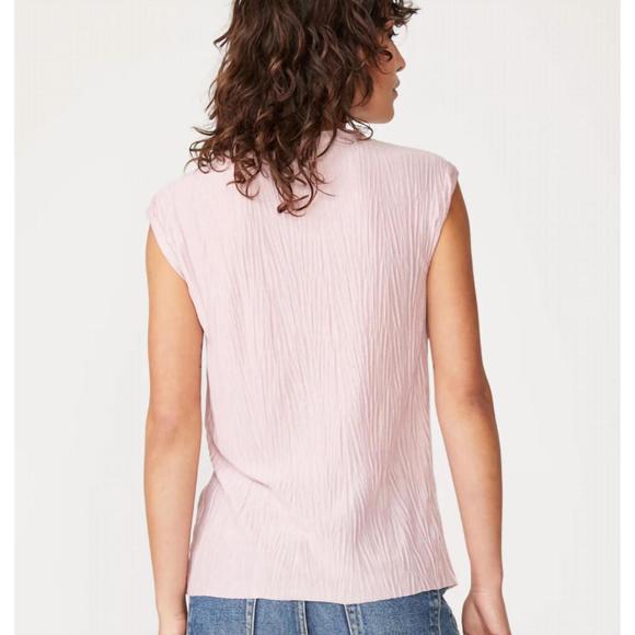 NEW STATESIDE knit plisse shortsleeve top in pink - Picture 3 of 3